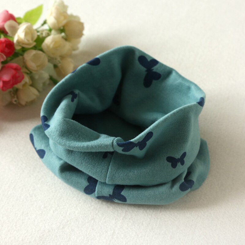 Baby Cotton Scarf Children&#39;s Autumn Winter Boys Girls Collar Neckerchief Butterfly O-Ring Round Neck Scarves: green