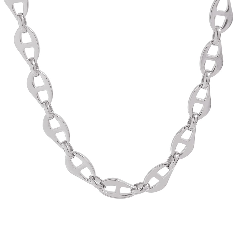 Yhpup 316l colar de corrente de aço inoxidável para as mulheres statement metal textura colar de colar grosso à prova dwaterproof água jóias presente: 1141 Necklace Steel