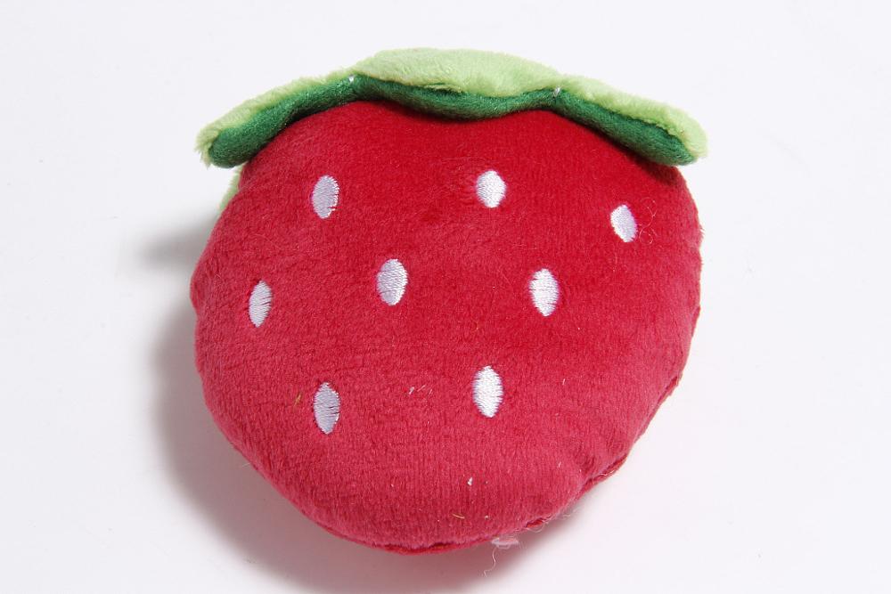 1pc Sounding Welpen Hund Kauen Spielzeug Obst Gemüse Huhn Trommel Knochen Squeak Spielzeug für Katze Haustiere Plüsch Rot Pfeffer aubergine Rettich: Strawberry