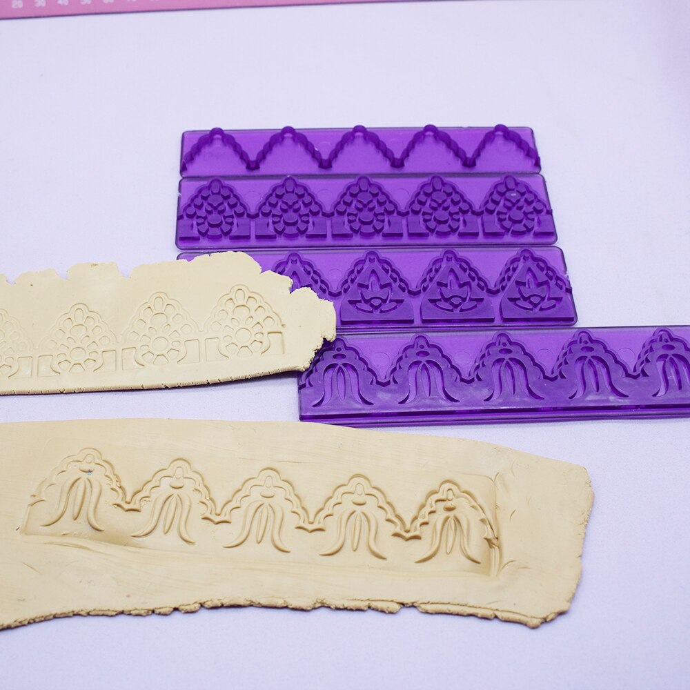4 Stuks Plastic Kant Embossing Strip Klei Textuur Stempel Keramische Aardewerk Polymeer Klei Gereedschap