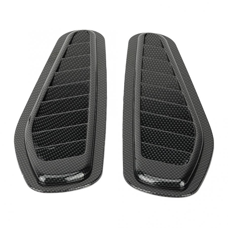 2pcs Carbon Fiber Style Car Air Flow Intake Decorative Scoop Bonnet Vent Hood Cover Hood Scoop