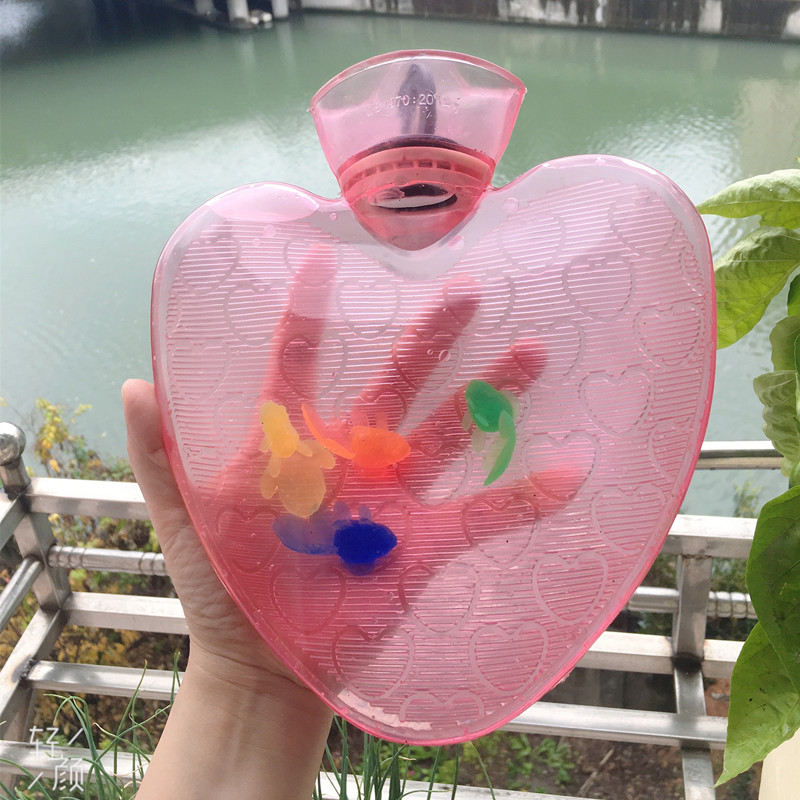 Borsa scaldamani a forma di cuore bottiglia di acqua calda di lavaggio in PVC riscaldamento della pancia invernale iniezione d&#39;acqua sicurezza antideflagrante