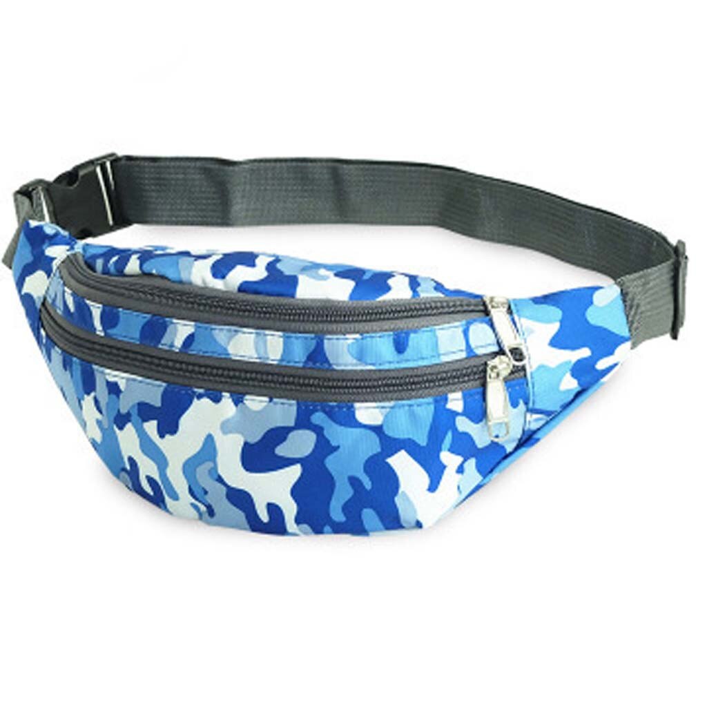 #25 skuldertaske unisex messenger taske camouflage sports skulder diagonal cross taske brystlommer talje taske taske: Blå