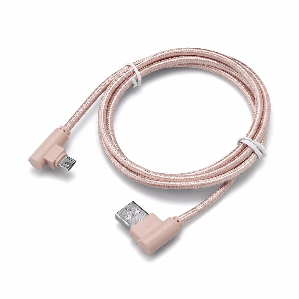 NEUE Nylon Geflochtene Haken Micro Usb 2A Lade für Android Micro Usb Winkel Kabel 90 Grad Schnelle Aufgeladen für Samsung huawei: Pink / 2m