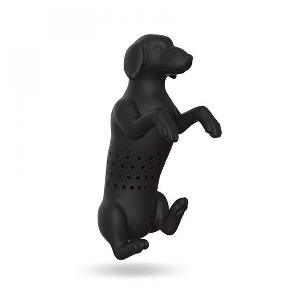 Infusor de té de perro mascota gris negro Filtro de té de alimentaria colador de té de Purrtea de goma de silicona: Black