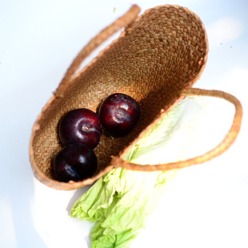 Toevallige Strozak Natuurlijke Rieten Tassen Vrouwen Gevlochten Handtas Voor Tuin Handgemaakte Mini Geweven Rotan Zakken