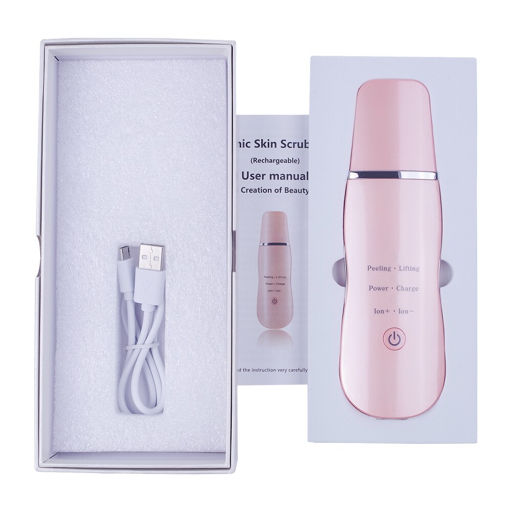 Skin Scrubber Ultrasonic Deep Face Cleaning Machine Blackhead Pore Cleaner Wrinkle Removal Facial Cleaner Peeling Tools: Pink