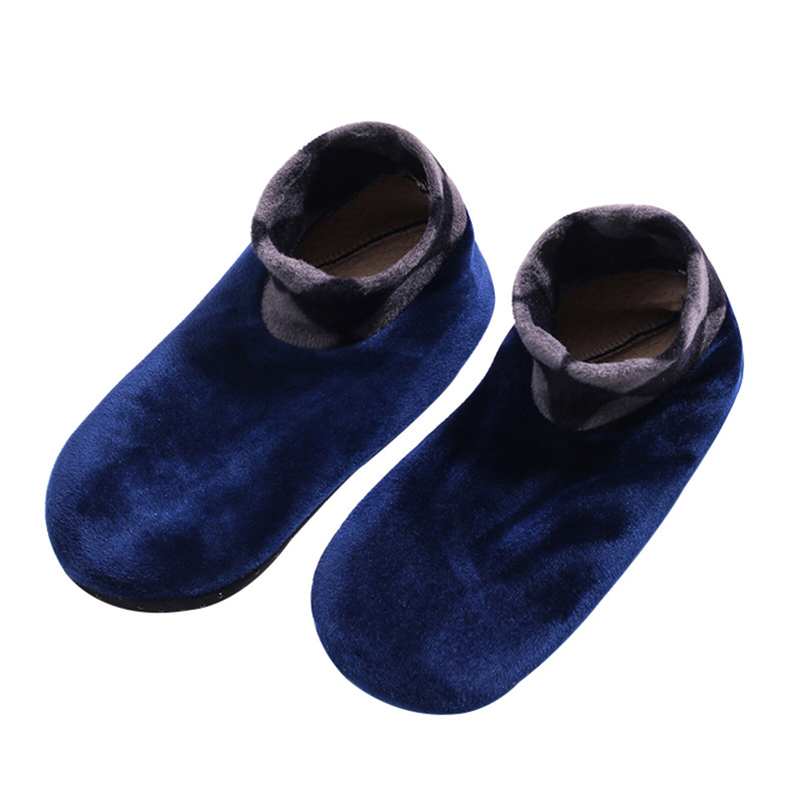 Non Slip Socks Tile Wood Floors Anti-Skid Crew Grip Socks Warmth And Velvet Thickening Autumn And Winter For Adults: navy blue for man