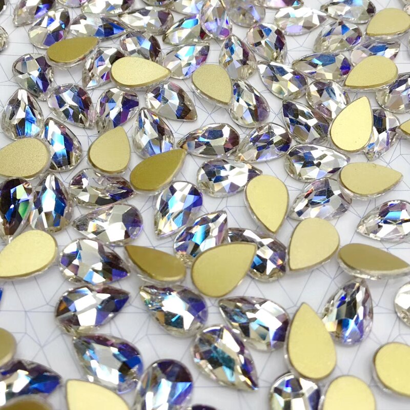 20Pcs Glas Crystal Rhinestones 3D Big Water Stenen Nail Art Decoratie Strass Polijsten Charm Accessoires Sieraden: Starry / 9x14mm 50Pcs