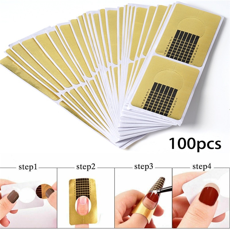 100Pcs Professionele Acryl Gel Nail Art Form Guide Sticker Uitbreiding Nagellak Krul Tips Gereedschap Voor Vrouwen Nail Sticker
