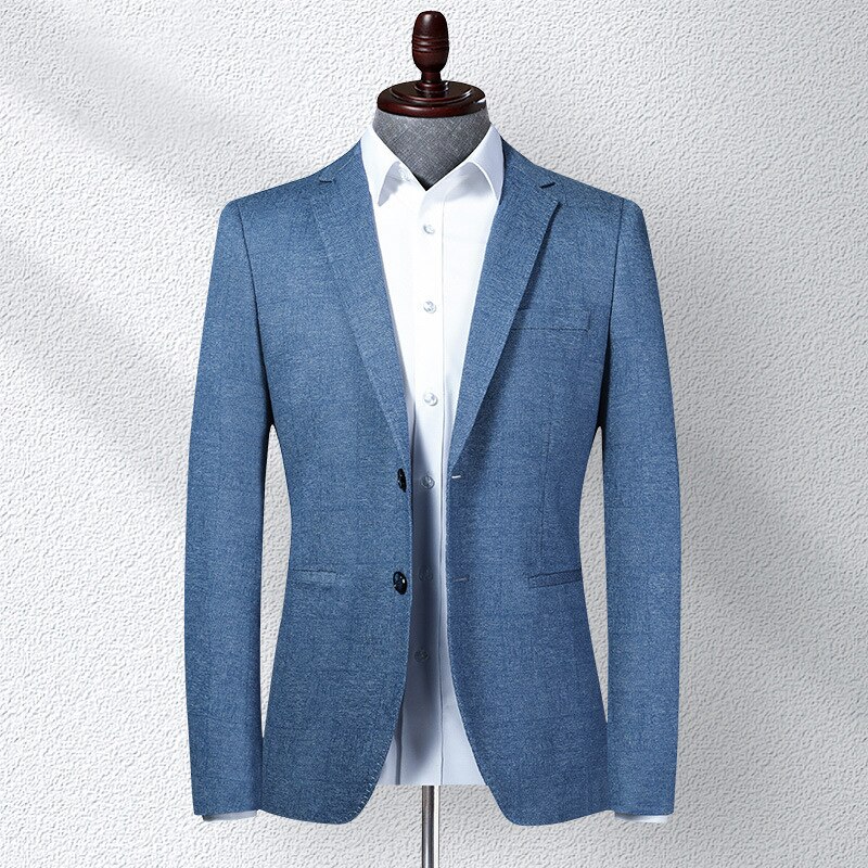 Spring Korean Blazer Jacket Men Knit Stretch Slim Fit Suit Coat Business Casual Single-breasted Blazer Masculino 4xl: LYL02-1 / L