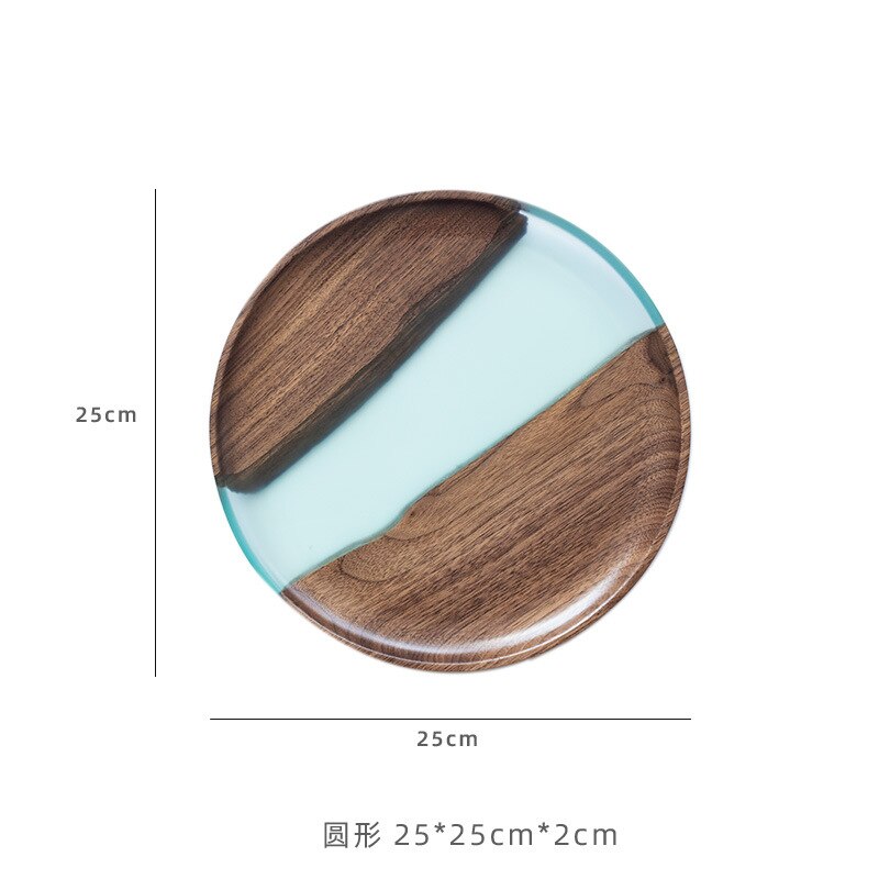 Black Walnut Resin Tea Tray Wooden Rectangular Fruit Tray Solid Wood Small Tea Table Bamboo Tea Tray: Type A