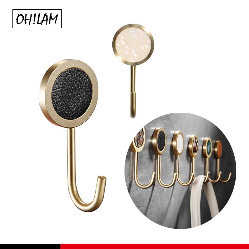Self Stick Gold Brass Shell Decorative Wall Hooks Towel Rack Coat Hook Bath Jewelry Key Hangers Hallway Wall Clothes Bags Hook