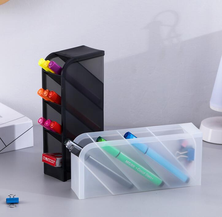 Multi-function 4 Grid Desktop Storage Box Simple Pen Holder Office School Stationery Holder