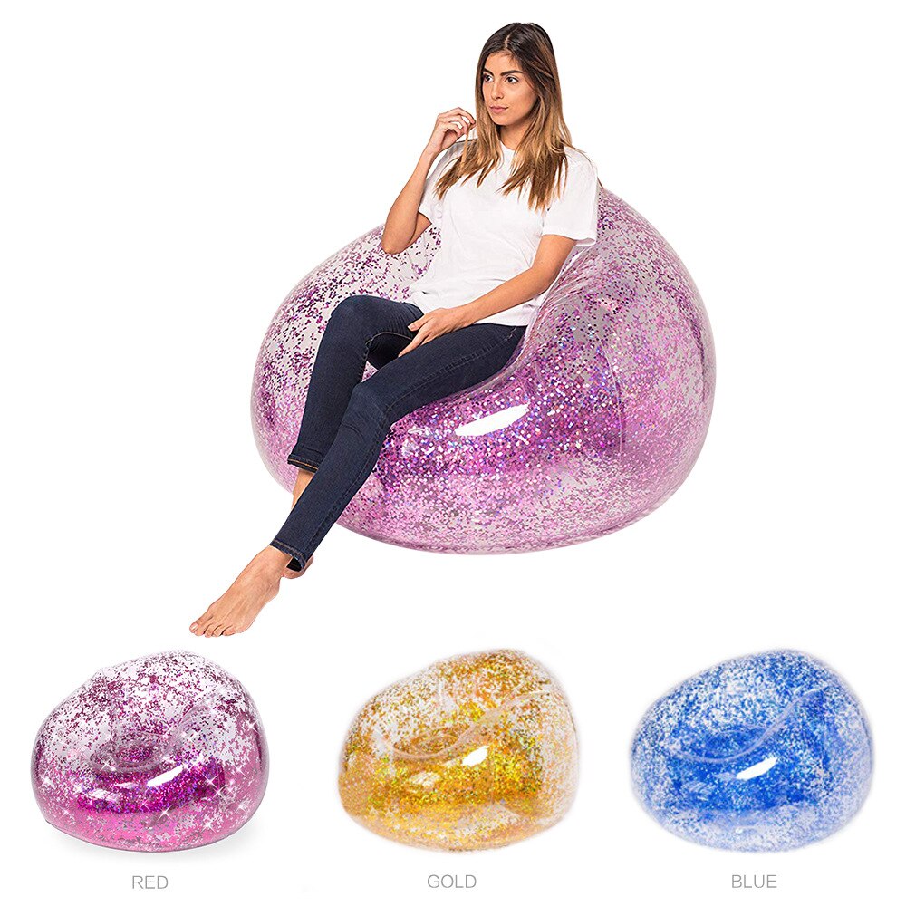Transparent gold sequin sofa inflatable Sofa giant silvery glitter for chairs room Puff to sit Sofa bed Puff Sofa Puff seat