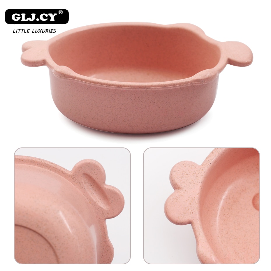 3 unids/set alimentación de bebé alimentos vajilla Boca de pescado de paja de trigo de la protección del medio ambiente de formación de los niños vajilla placa