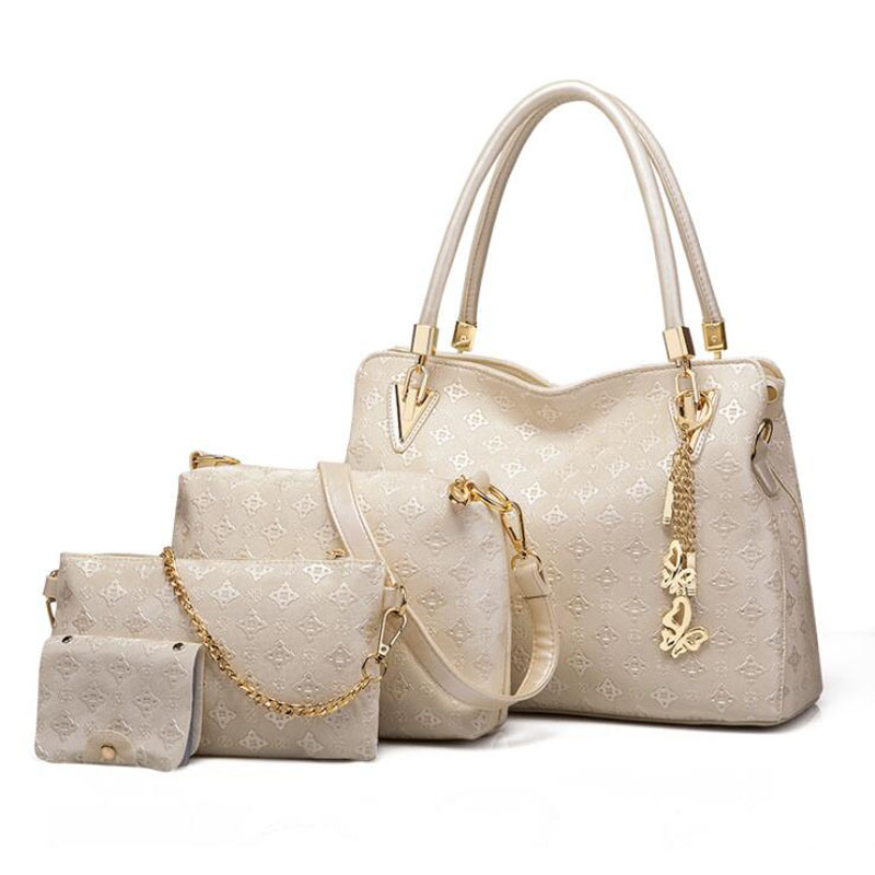 Frauen oben-Griff Taschen Weibliche Verbund Taschen Frauen Bote Taschen Handtasche einstellen PU Leder Geldbörsen Schlüssel Tasche einstellen: Beige