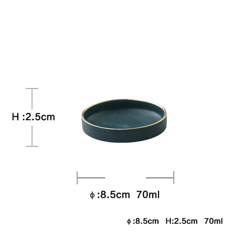 Vintage keramiske servise tallerkener og skåler keramiske gull innleggstallerkener biff mat fat porselens tallerken sett: Liten tallerken