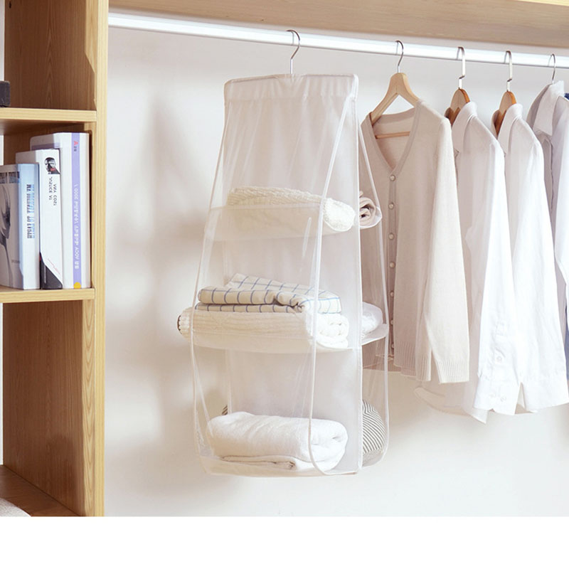 Transparent Storage Bag for Handbag 6 Pocket Hanging Bag Organizer Door Wall Sundries Pouch Wardrobe Closet Shoes Organizer Dorm: white