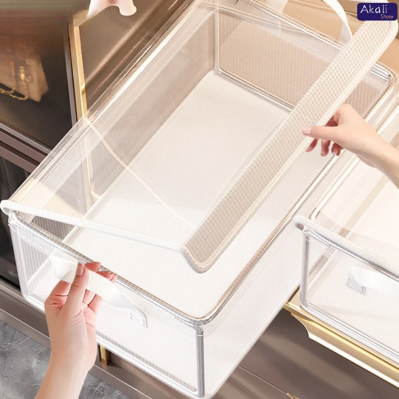 Opvouwbare PVC-organisatoren Transparante waterdichte stapelbare opbergbak voor kledingdekbedden Stofdichte lade-opbergmand