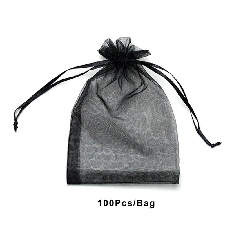 100 Stuks Organza Zakjes Kerst Valentijnsdag Party Candy Box Chocolade Bags Beam Mond Mesh Tas Kleine verpakking Zak: B