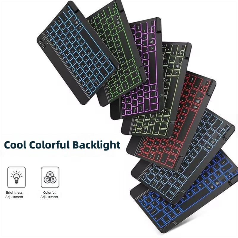 Rgb bluetooth keyboard and mouse set, wireless mini keyboard and mouse set, rechargeable russian keyboards , 25,4 cm,  for ipad tablet