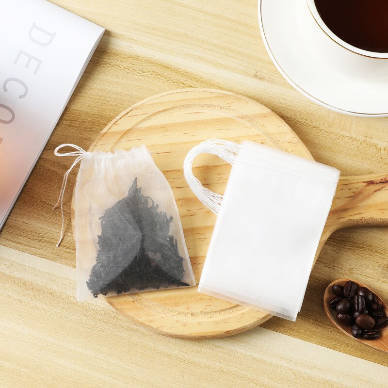 50Pcs/Bag Multi Specification Nylon Thread Drawing Tea Bag Disposable Tea Maker Food Grade Tea Filtering Manual Loading Bulk Tea