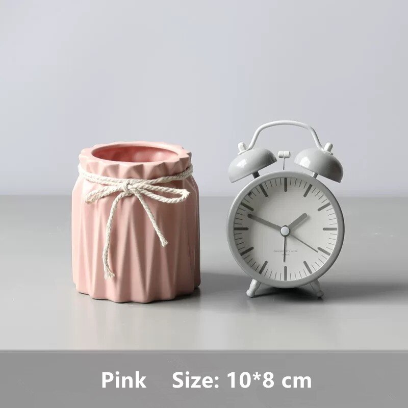 Escova de maquiagem cerâmica frasco de armazenamento rosa cerâmica garrafa de armazenamento organizador de armazenamento de cosméticos caneta titular desktop recipiente de cerâmica: Style 18