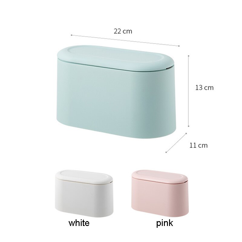 Mini Trash Can with Lid Small Garbage Storage Box Tiny Plastic Bin Bounce Up Countertop Wastebasket for Bathroom Office Kitchen