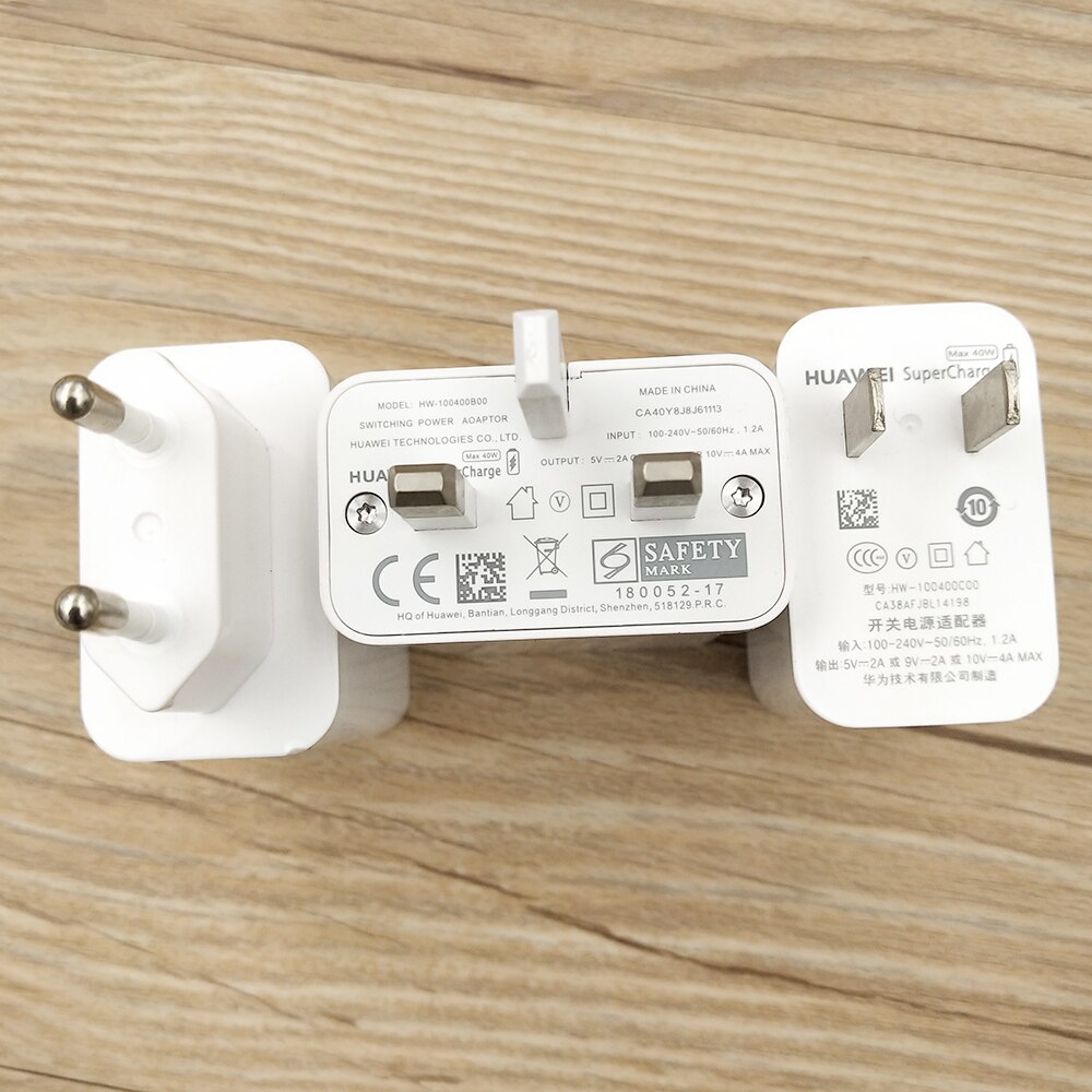 Huawei Charger 40W Original 10V4A Supercharge EU/US/UK Fast Adapter 5A USB Type C Cable For Mate 30 20 P40 P30 Pro Honor V20 V30