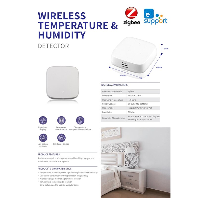 Ewelink Zigbee 3.0 APP Remote Control Temperature and Humidity Sensor