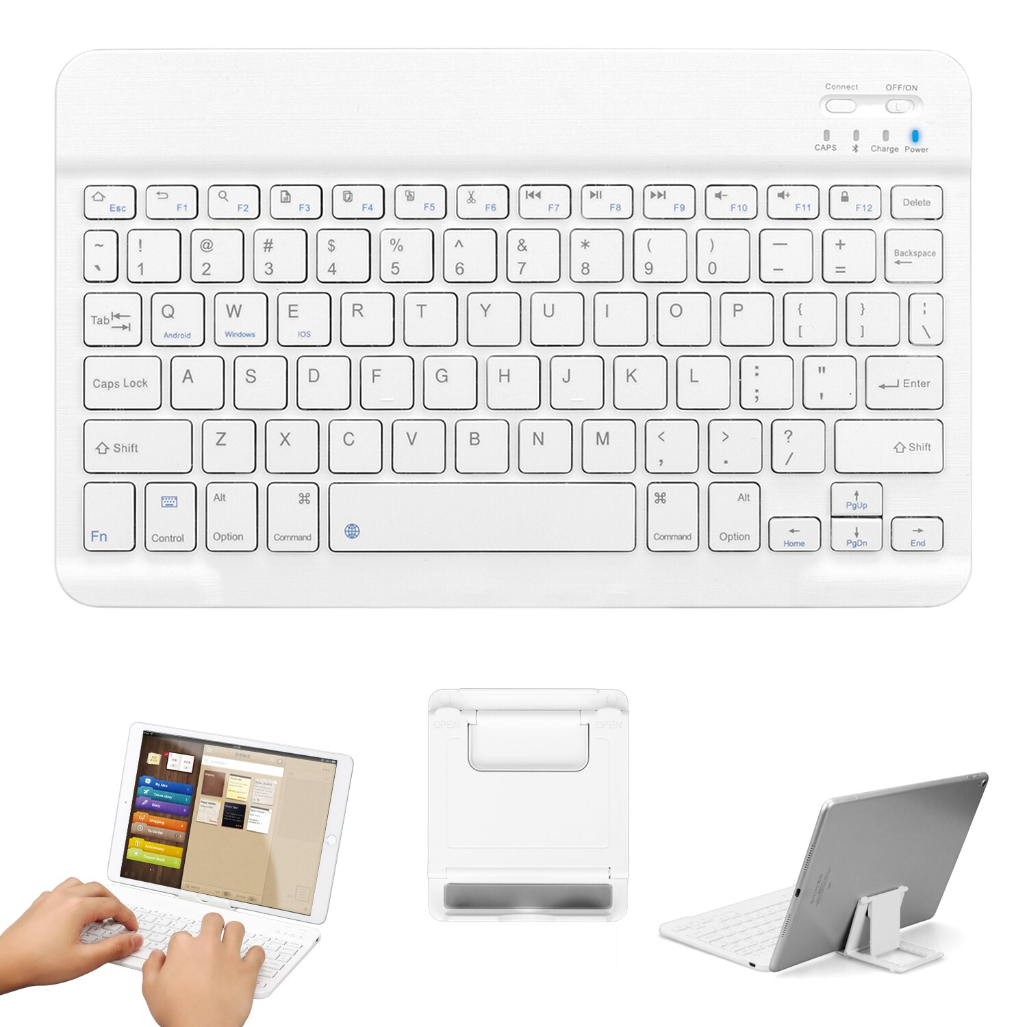 GOOJODOQ 10 "Bluetooth clavier pour iPad Pro 11 12.9 10.5 Air 2 3 Mini 4 pour iPad 10.2 clavier Mini sans fil Teclado: WHITE