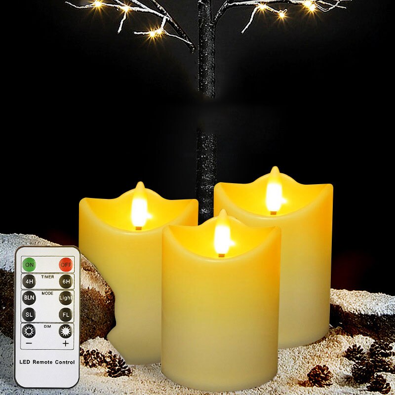 Pack of 3 Realistic Warm White Flickering LED Candles With Remote,Flameless Christmas For Wedding Birthday Decoration: Default Title