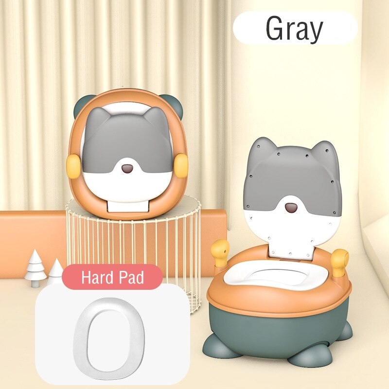 Draagbare babypot, multifunctioneel babytoilet, autopotje, kinderpotje, meisjespotje, jongenspotje, kinderstoel, toiletbril, kinderpotje: Harde pad-grijs