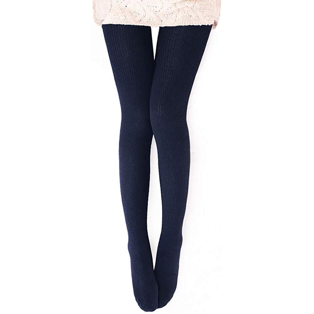 Womens Yoga Tights Warm Wool Blend Ribbed Tights - Opaque Tights Knitted Tights