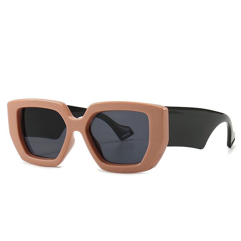 Vintage vierkante zonnebrillen voor dames en heren, beroemd luxe merk, grote frame-gradiënt zonnebril voor dames  uv400: Bruin zwart