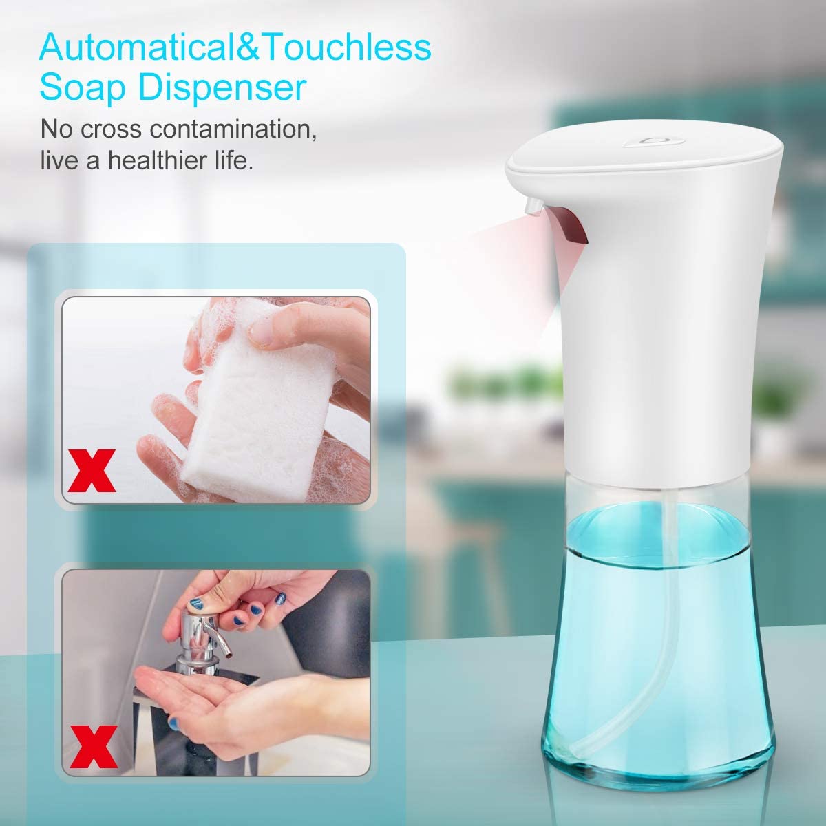 Automatic Soap Dispenser, Touchless Smart Foaming Soap Dispenser, Hand Free Auto Soap Dispenser for Bathroom,Kitchen