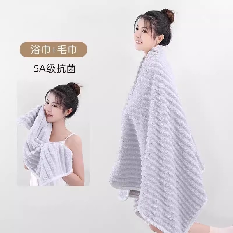 Toalla de baño agrandada y engrosada, adecuada para mujeres, se puede envolver en toallas absorbentes de algodón, pareja, coral adulto