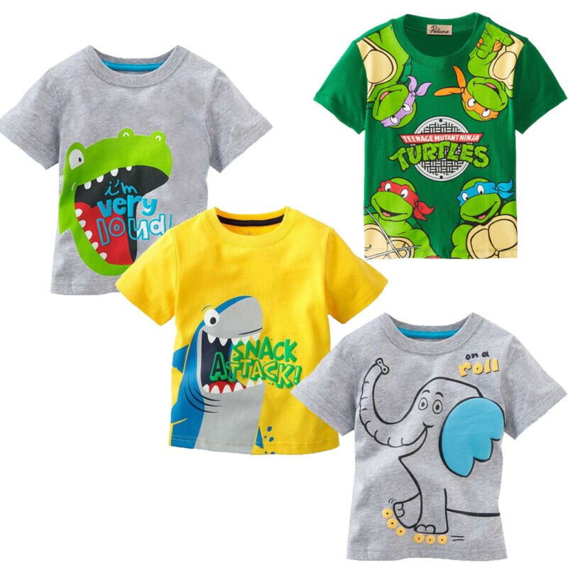 Emmababy Peuter Kids Baby Jongens Katoen Tops T-shirt Cartoon Animal Print Kleding Outfits