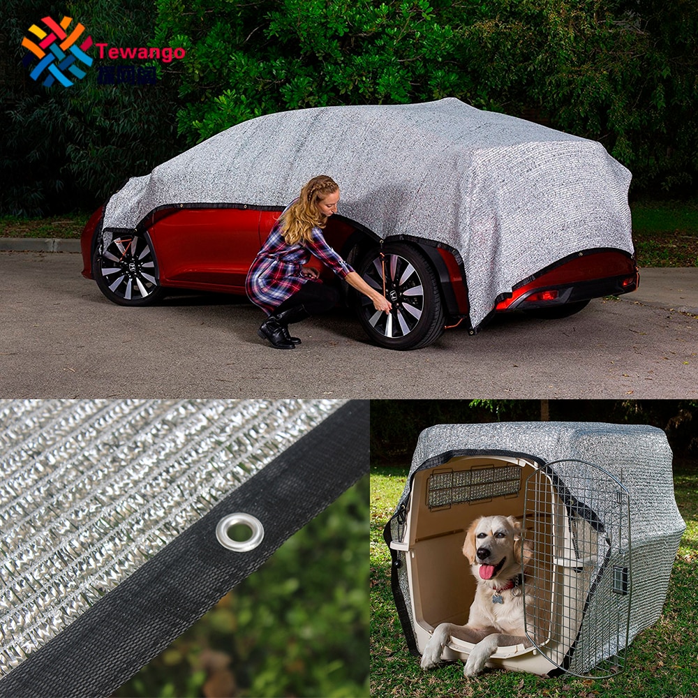 Tewango Reflective Aluminum Shade Cloth With Reinforcing Binding Mounted Grommets Pets Cars Shade Net 2x4M