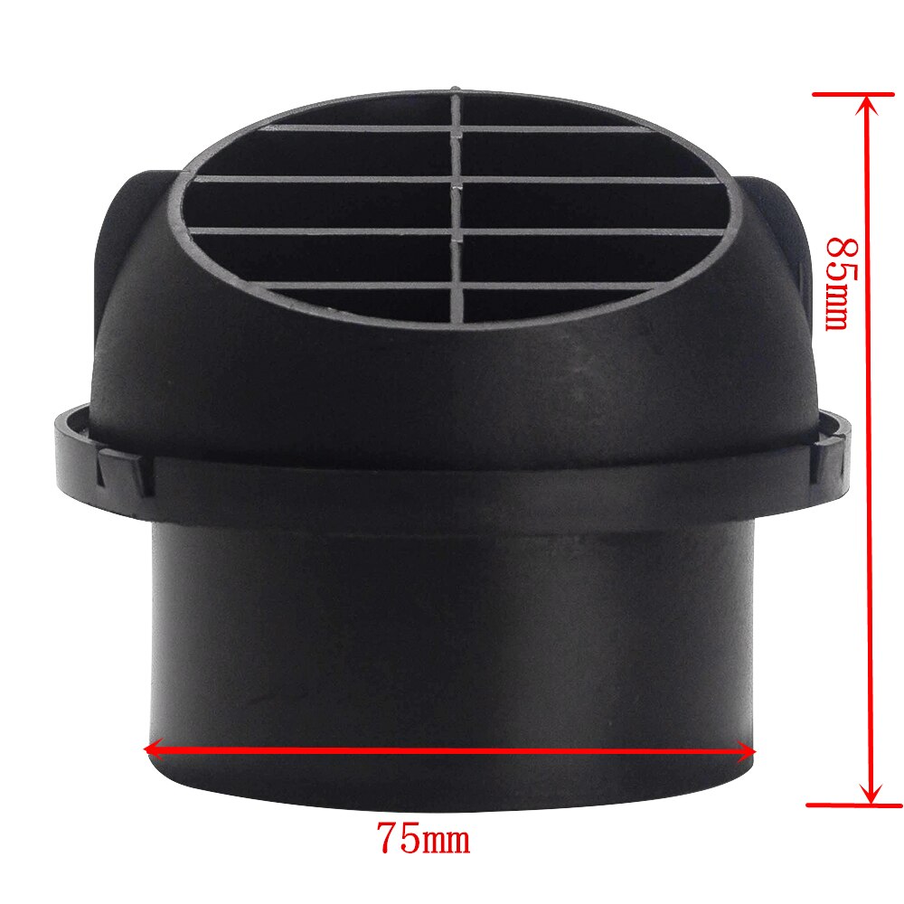 75mm Car Heater Air Outlet +Parking Heater Air Vent + Ducting Y Branch + 4Pcs Hose Clip For Parking Diesel Heater Replacement: Vent Outlet