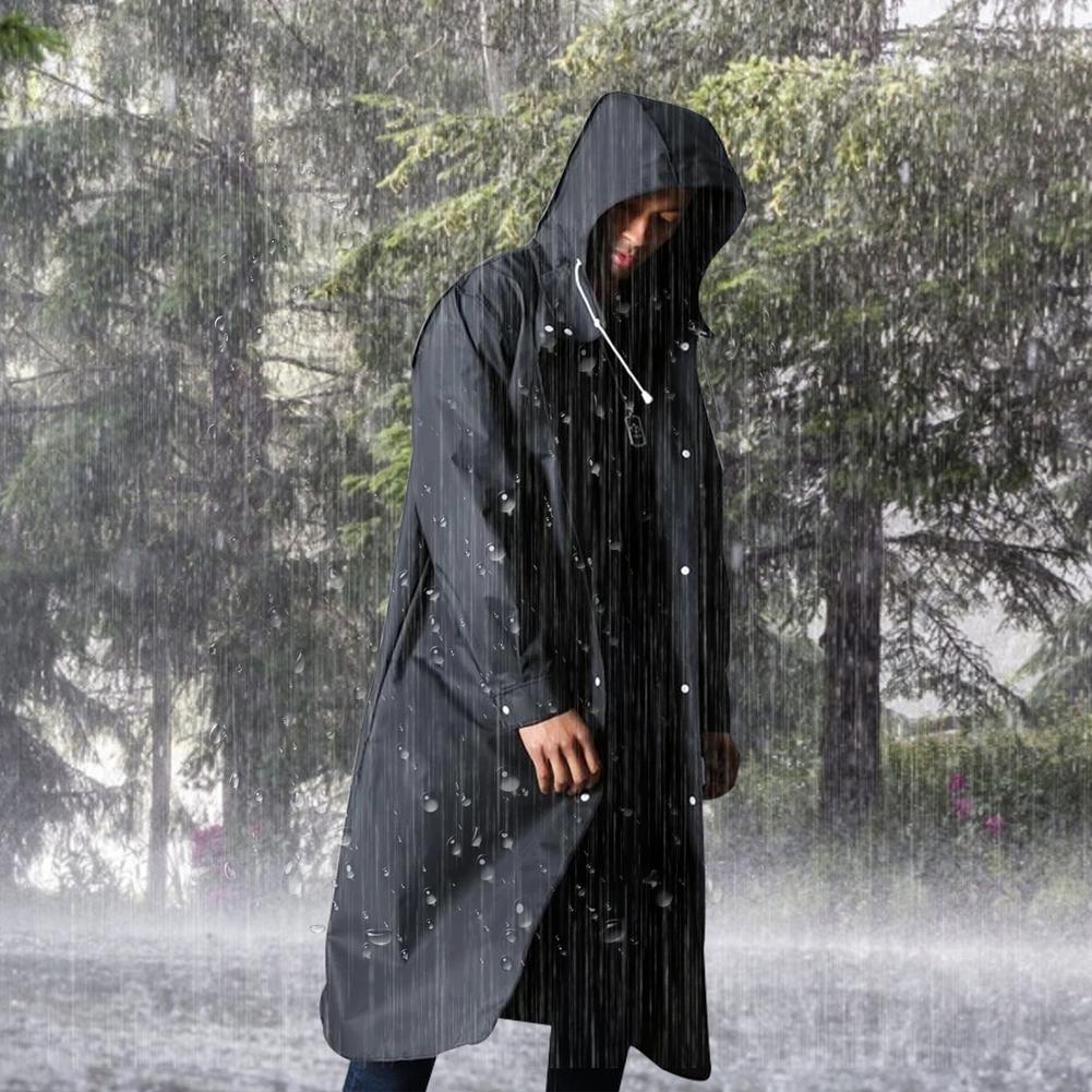 Black Adult Waterproof Raincoat Hooded EVA Long Men Women Raincoat for Travel Fishing Climbing Cycling