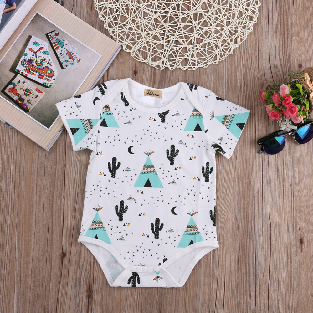 Infant Baby Boy Girl Clothes Cotton Short Sleeve Jumpsuit Bodysuit Outfits Summer Clothes 0-24M
