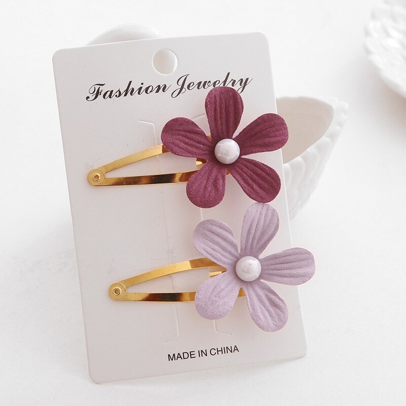 2 stk/ sett barn jenter perle blomst hårklipp jenter barn bb klips til hår hårspenne tegneserie søt hodeplagg: E -06