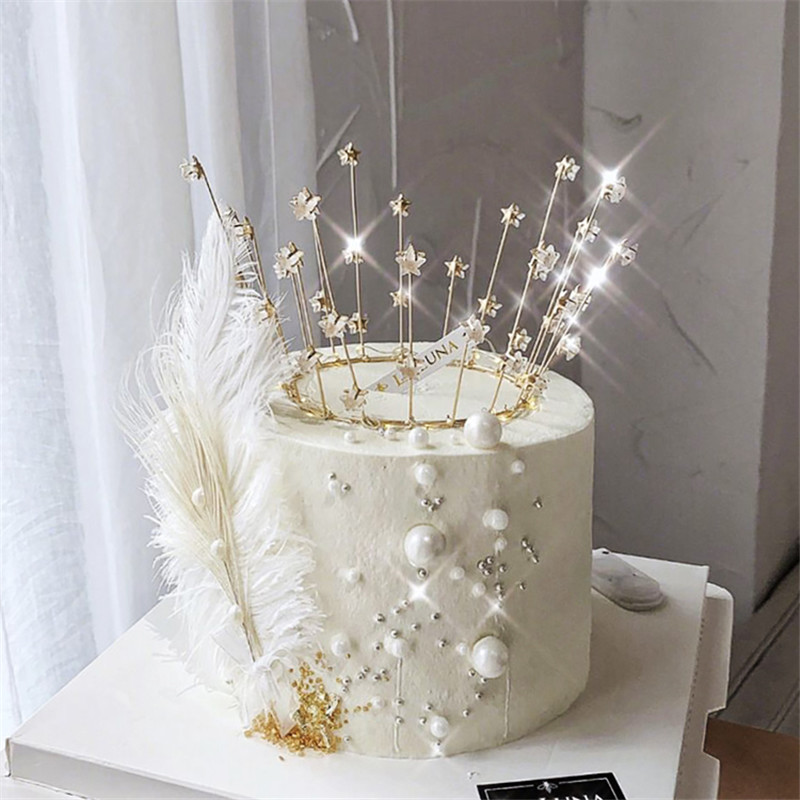 Grattis på födelsedagen tårta topper bakning tårta dekoration kronfjäder stjärnklar gudinna dessert bord tårta dekoration