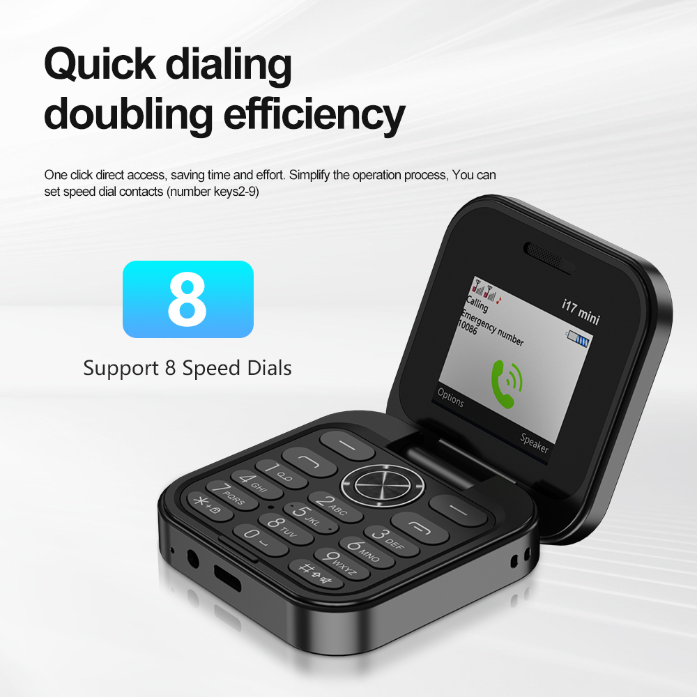 SERVO i17 Mini kippen praktisch 2G Netzwerk 1,77 Zoll Bildschirm Dual SIM Taschenlampe Geschwindigkeit wählen FM Radio Kleine faltbare Telefon
