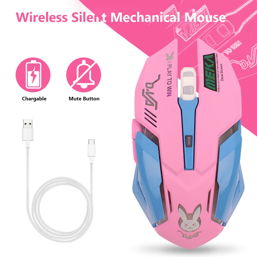 Wireless Gaming Mouse 6 Button 2400DPI Adjustable LED Backlight Gamer Mice Rechargeable Ergonomic Computer Mouse For PC Laptop