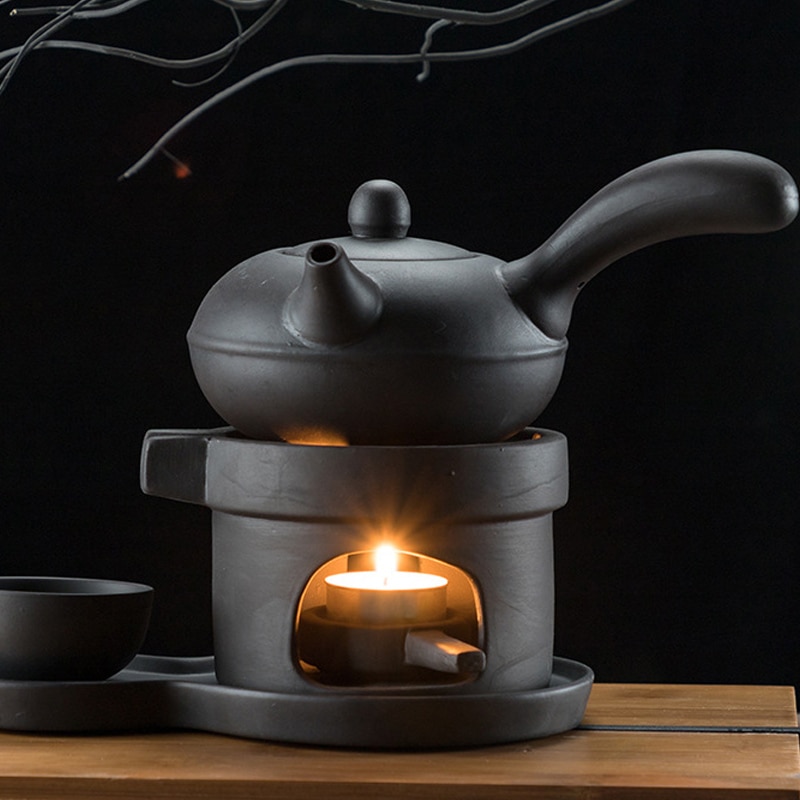 Base de calefacción para tetera, calentador de café con bandeja de cerámica, calentador de café, vino, té, vela