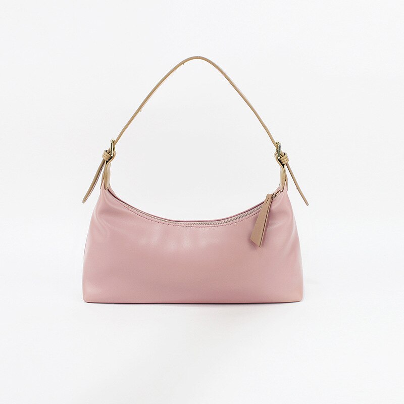 The latest lady's Stylish South Korean one-shoulder underarm bag soft skin fresh and unique underarm bag: pink