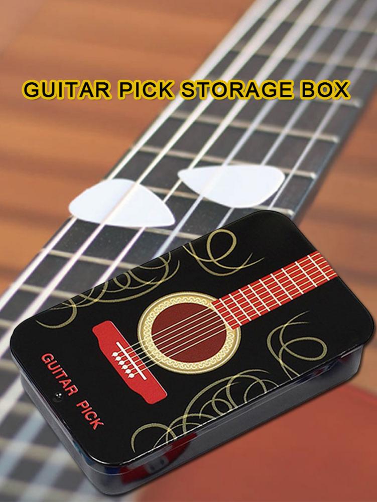 Gitaar Pick Sliding Cover Opbergdoos Draagbare Kleine Akoestische Elektrische Gitaar Pick Holder Case Tin Box Gitaar Gadget